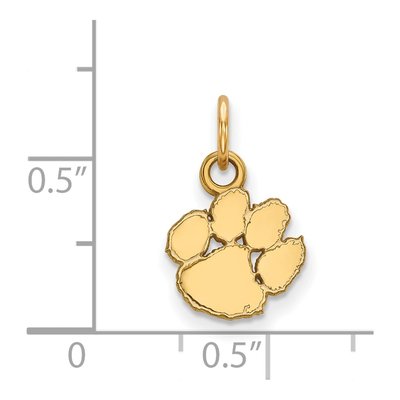 Clemson University Gold-Plated Sterling Silver Extra Small Tigers Paw Pendant – view 2