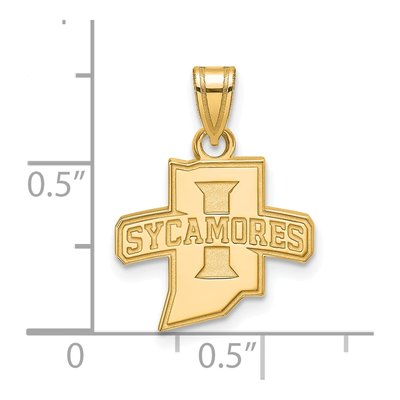 Indiana State University Gold-Plated Sterling Silver Sycamores Small Pendant – view 2