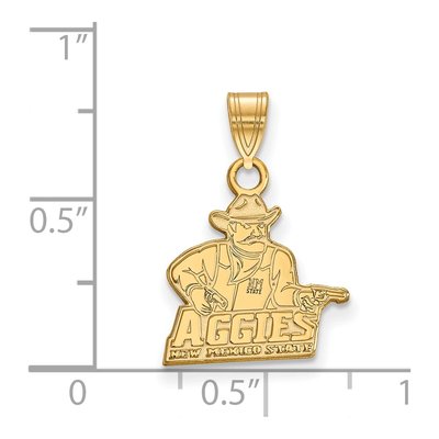 New Mexico State University Gold-Plated Sterling Silver NM Aggies Small Pendant – view 2