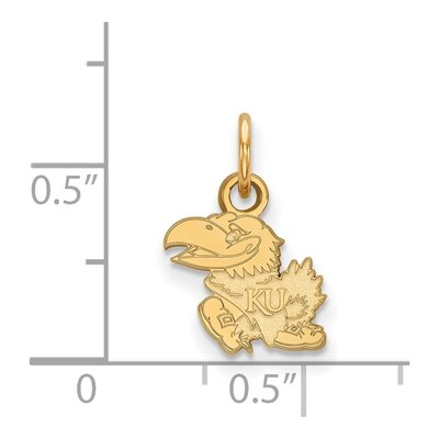 University of Kansas Gold-Plated Sterling Silver Jayhawk Extra Small Pendant – view 2