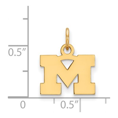 University of Michigan Gold-Plated Sterling Silver Extra Small Letter M Pendant – view 2