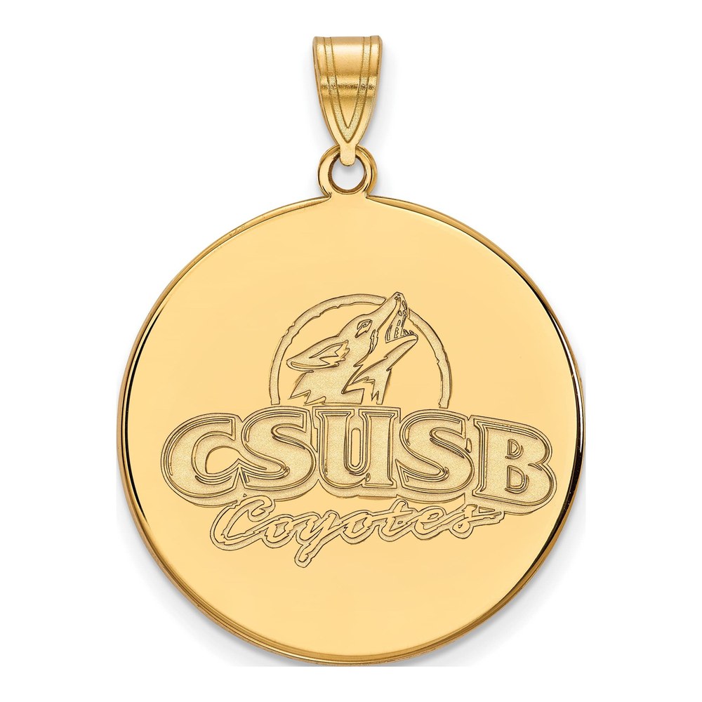 Sterling Silver Gold-Plated Logoart California State University San Bernardino Coyotes Extra Large Disc Pendant