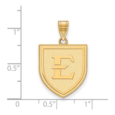 East Tennessee State University Gold-Plated Sterling Silver Large Shield Letter E Pendant – view 3