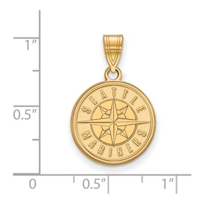 Seattle Mariners Gold-Plated Sterling Silver Medium Circle Pendant – view 2
