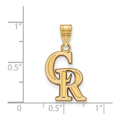 Colorado Rockies Gold-Plated Sterling Silver Medium C-R Pendant – view 2