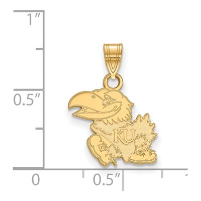 University of Kansas Gold-Plated Sterling Silver Jayhawk Small Pendant – view 2