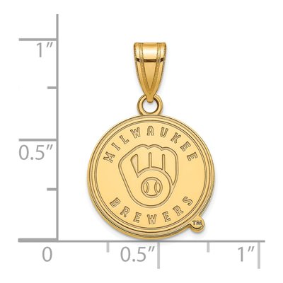 Milwaukee Brewers Gold-Plated Sterling Silver Medium Pendant – view 2