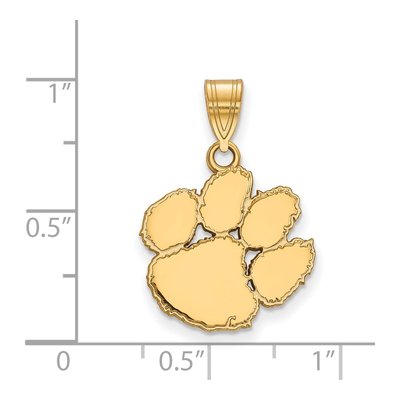 Clemson University Gold-Plated Sterling Silver Medium Tiger Paw Pendant – view 2