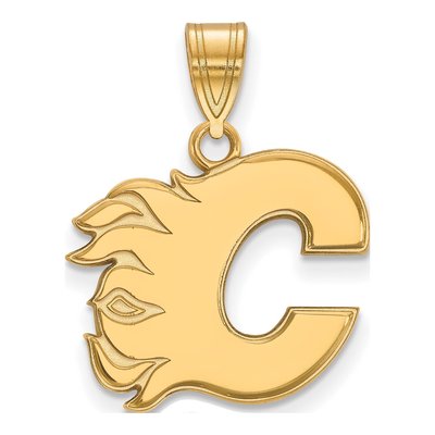 Calgary Flames Gold-Plated Sterling Silver Medium Letter C Pendant