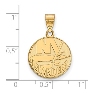 New York Islanders Gold-Plated Sterling Silver Medium NY Pendant – view 2