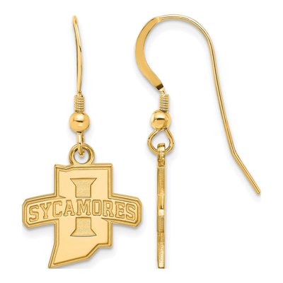 Indiana State University Gold-Plated Sterling Silver Sycamores Earrings