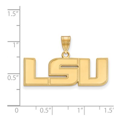 Louisiana State University Gold-Plated Sterling Silver Medium LSU Pendant – view 2