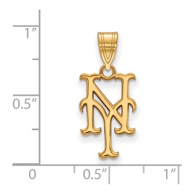 New York Mets Gold-Plated Sterling Silver Medium NY Pendant – view 2