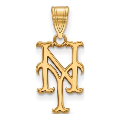 New York Mets Gold-Plated Sterling Silver Medium NY Pendant
