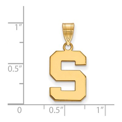 Michigan State University Gold-Plated Sterling Silver Medium Letter S Pendant – view 2