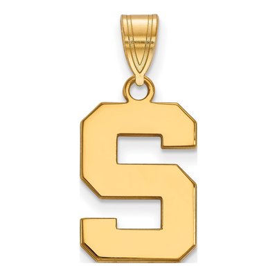 Michigan State University Gold-Plated Sterling Silver Medium Letter S Pendant
