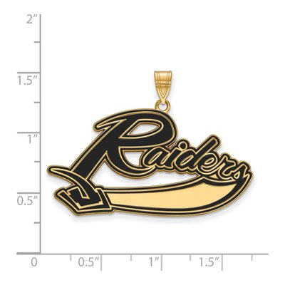 Mt Union College Gold-Plated Sterling Silver Extra Large Raiders XL Enameled Pendant – view 2