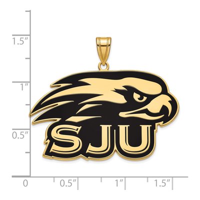 St Joseph's University Gold-Plated Sterling Silver Extra Large Hawks Enameled Pendant – view 2