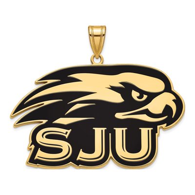 St Joseph's University Gold-Plated Sterling Silver Extra Large Hawks Enameled Pendant