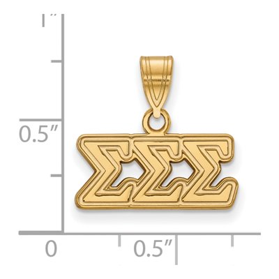 Sigma Sigma Sigma Gold-Plated Sterling Silver Medium Sorority Pendant – view 2