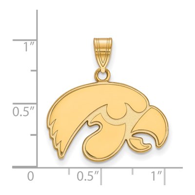 University of Iowa Gold-Plated Sterling Silver Medium Hawk Pendant – view 2