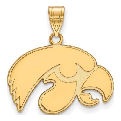 University of Iowa Gold-Plated Sterling Silver Medium Hawk Pendant