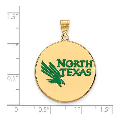 University of North Texas Gold-Plated Sterling Silver Extra Large Disc Pendant – view 2
