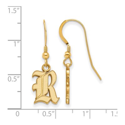 Rice University Gold-Plated Sterling Silver Wire Letter R Earrings – view 2