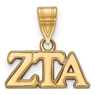 Zeta Tau Alpha Gold-Plated Sterling Silver Sorority Greek Letters Medium Pendant