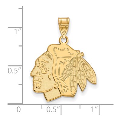 Chicago Blackhawks Gold-Plated Sterling Silver Large Pendant – view 2