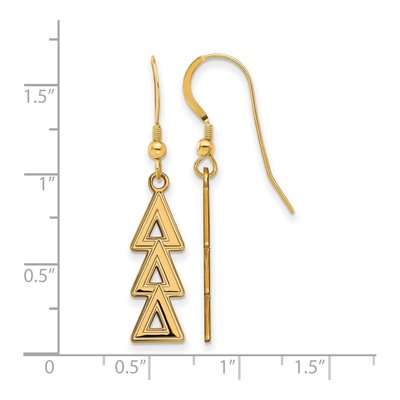 Delta Delta Delta Gold-Plated Sterling Silver Tri Sorority Earrings – view 2