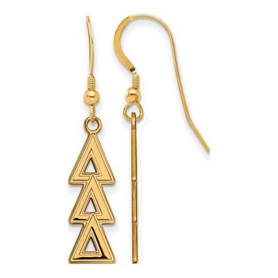 Delta Delta Delta Gold-Plated Sterling Silver Tri Sorority Earrings