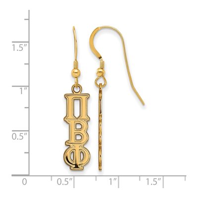 Pi Beta Phi Gold-Plated Sterling Silver Sorority Greek Letters Small Earrings – view 2