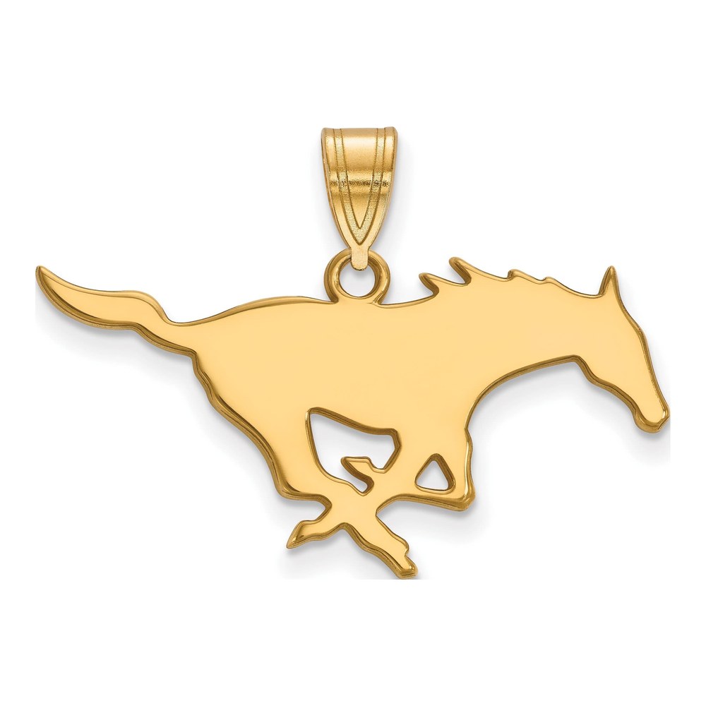 Sterling Silver Gold-Plated Logoart Southern Methodist University Mustang Large Pendant