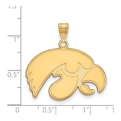 University of Iowa Gold-Plated Sterling Silver Large Hawk Pendant – view 2