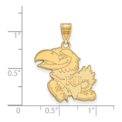 University of Kansas Gold-Plated Sterling Silver Large Jayhawk Pendant – view 2
