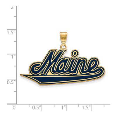 University of Maine Gold-Plated Sterling Silver Extra Large Enamel Pendant – view 2