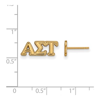 Alpha Sigma Tau Gold-Plated Sterling Silver Extra Small Stud Earrings – view 2