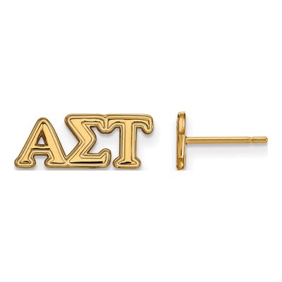 Alpha Sigma Tau Gold-Plated Sterling Silver Extra Small Stud Earrings