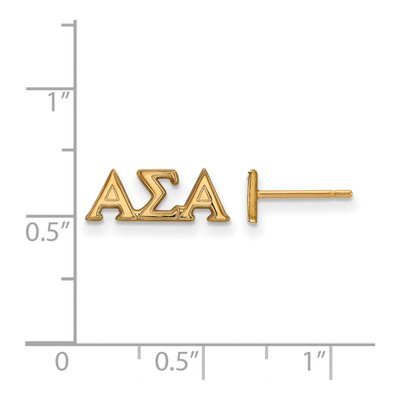 Alpha Sigma Alpha Gold-Plated Sterling Silver Sorority Stud Earrings – view 2