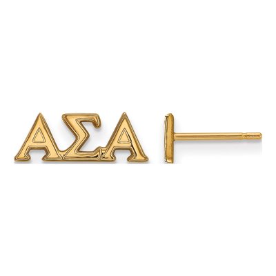 Alpha Sigma Alpha Gold-Plated Sterling Silver Sorority Stud Earrings