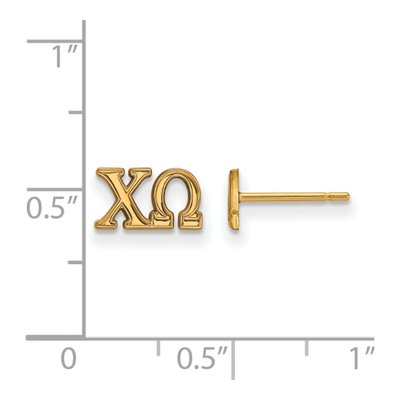 Chi Omega Gold-Plated Sterling Silver Sorority Letters Stud Earrings – view 2