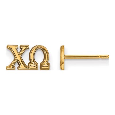 Chi Omega Gold-Plated Sterling Silver Sorority Letters Stud Earrings