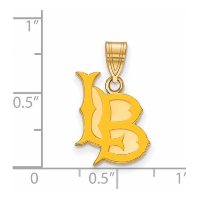 California State University Long Beach Gold-Plated Sterling Silver Medium CSU L-B Pendant – view 2