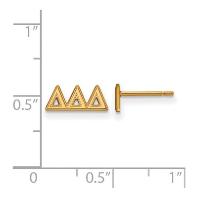 Delta Delta Delta Gold-Plated Sterling Silver Tri Sorority Stud Earrings – view 2