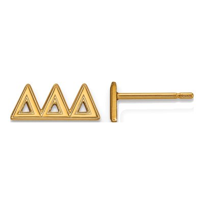 Delta Delta Delta Gold-Plated Sterling Silver Tri Sorority Stud Earrings