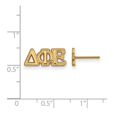 Delta Phi Epsilon Gold-Plated Sterling Silver Sorority Letter Stud Earrings – view 2