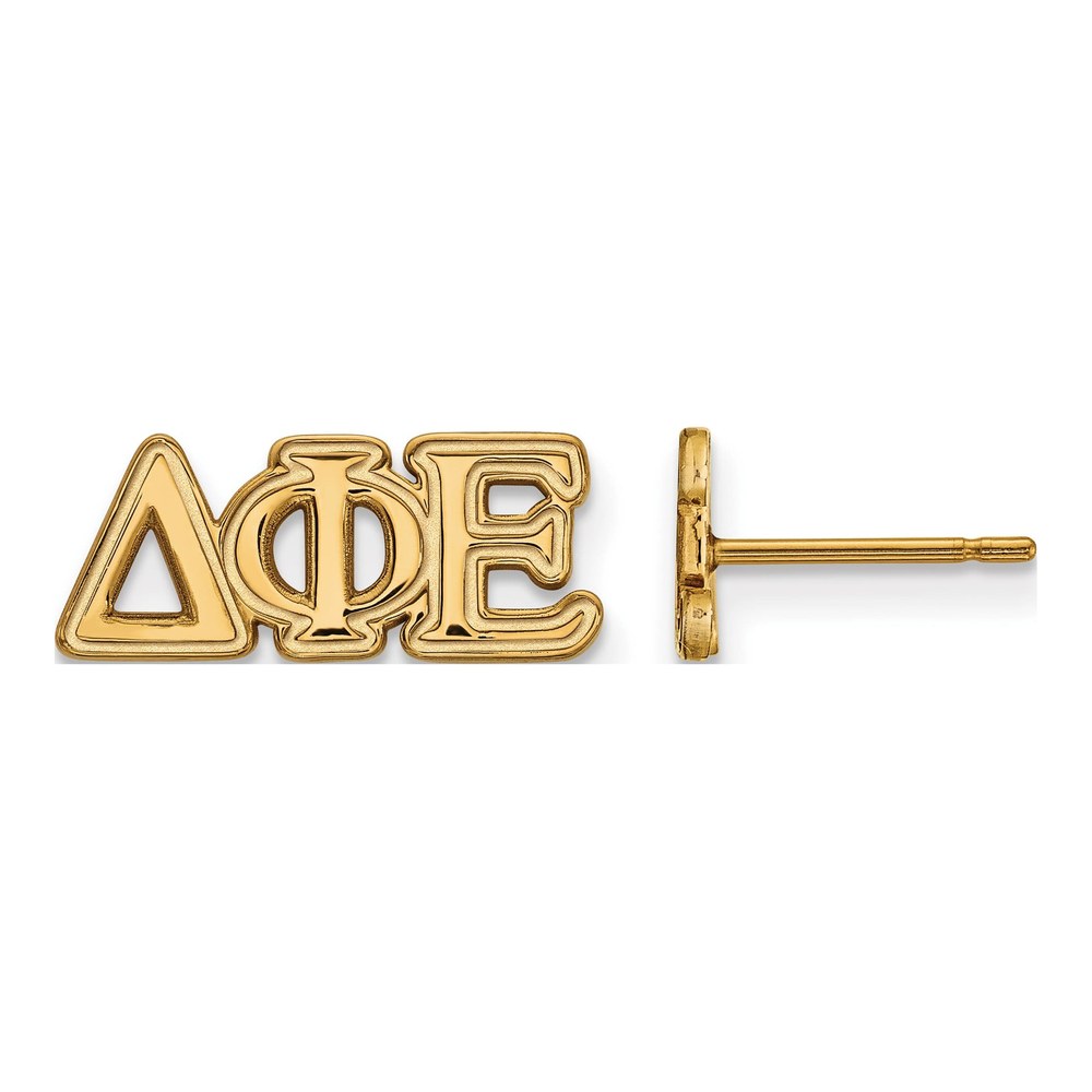 Delta Phi Epsilon Gold-Plated Sterling Silver Sorority Letter Stud Earrings