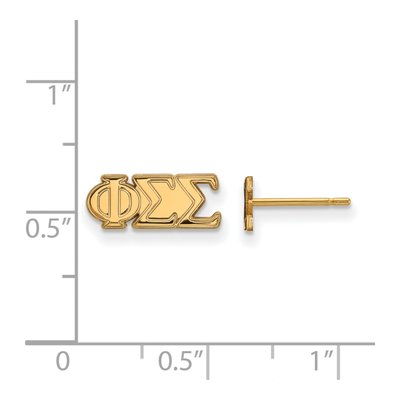 Phi Sigma Sigma Gold-Plated Sterling Silver Extra Small Earrings – view 2