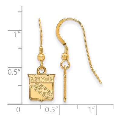 New York Rangers Gold-Plated Sterling Silver NY Wire Earrings – view 2